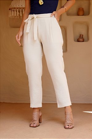 Calça Cenoura Viscocrepe Amarração Bolso Faca