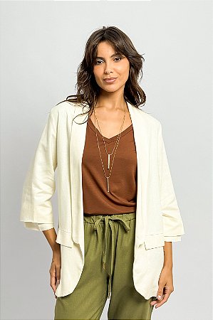 Blazer Viscolinho Manga Franzida Color