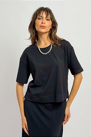 Blusa Moletinho Lisa Manga Curta
