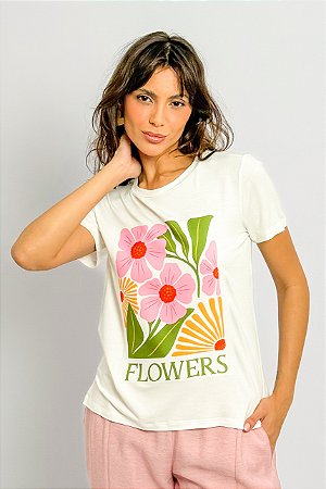 T-shirt Malha Viscose Flowers