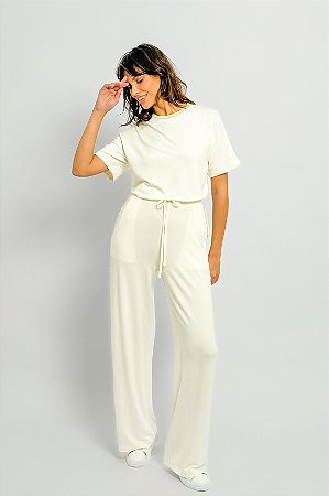 Conjunto Blusa e Calça Moletinho Detalhes Ribana