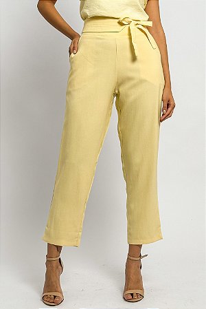 Calça Cenoura Cós Faixa Pesponto Amarração