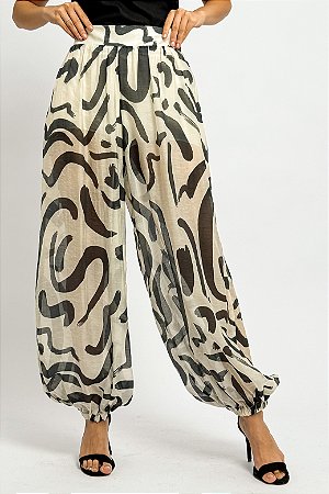 Calça Aladim Tule Estampa Abstrata
