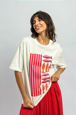 T-shirt Algodão Peixes Listras
