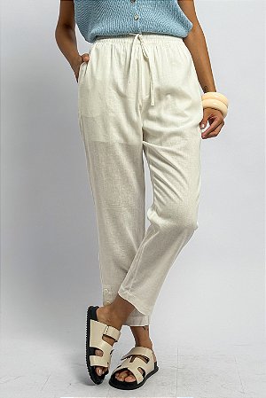 Calça Cenoura Viscolinho Botões Barra