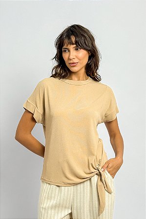 Blusa Lisa Malha Viscose Laço Lateral