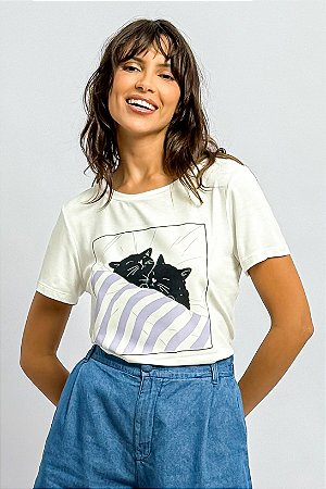 T-shirt Malha Viscose Gatinhos Dormindo