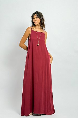 Vestido Longo Viscose Alcinha Cava Americana