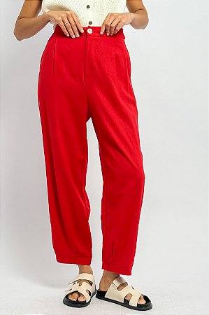 Calça Cenoura Viscolinho Detalhe Barra