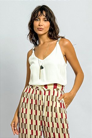 Regata Lisa Viscose Alça Dupla Detalhe
