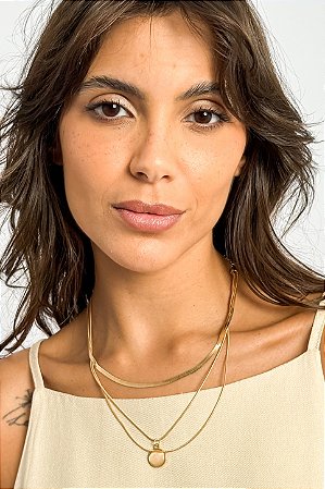 Colar Triplo Metal Pingente