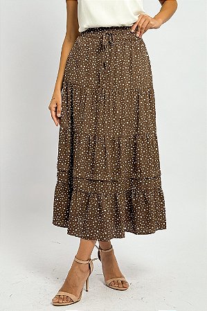 Saia Midi Camadas Bambi Print