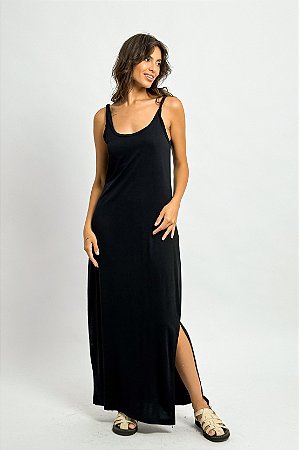 Vestido Longo Malha Viscose Alça Torcida