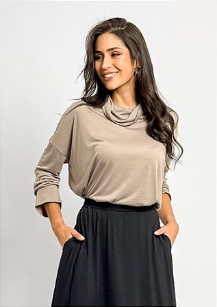 Blusa Ampla Gola Boba Manga Longa