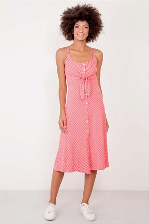 vestido midi com botoes frontais