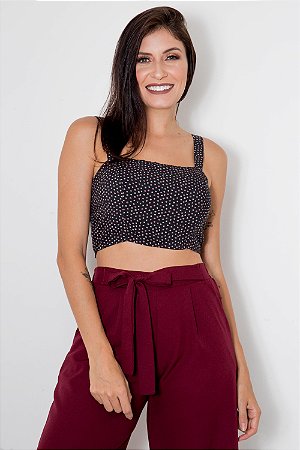 Cropped Bolinhas Lastex Costas