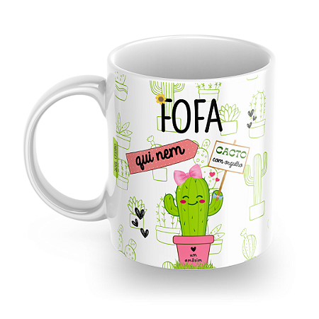 Caneca Fofa qui nem Cacto