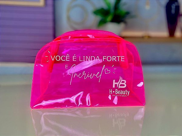 Necessaire Pink Transparente Hbeauty - Hbeauty- Melhor Marca de Produtos  Profissionais Para Seus Cabelos. Compre On Line