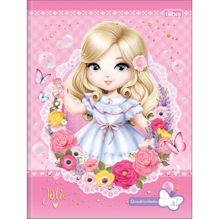 CADERNO QUADRICULADO 1X1 CM BROCHURA CAPA DURA JOLIE 40 FOLHAS