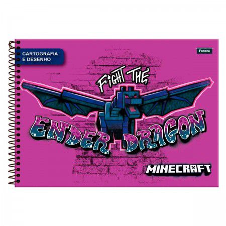 Caderno Cartografia Minecraft Capa Dura 80 Folhas