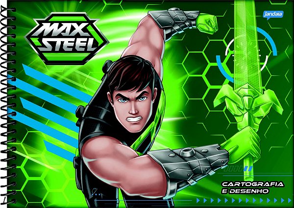 Caderno Cartografia Max Steel Capa Dura 80 Folhas