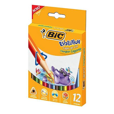 Lápis de Cor 12 Cores Jumbo Bic Evolution