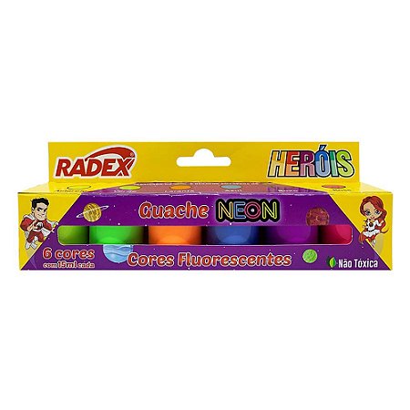 Tinta Guache 15ml 6 Cores Neon Radex