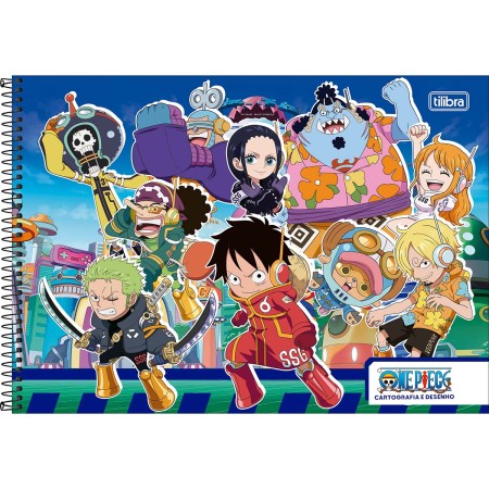 CADERNO DE CARTOGRAFIA E DESENHO ESPIRAL CAPA DURA ONE PIECE 80 FOLHAS