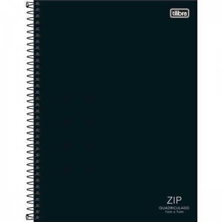 CADERNO ESPIRAL CAPA DURA UNIVERSITÁRIO QUADRICULADO 1CM ZIP PRETO 80 FOLHAS