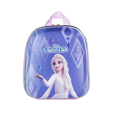 Mochila Infantil Disney Frozen Elsa Azul Maxtoy Diplomata com Alça de Costas