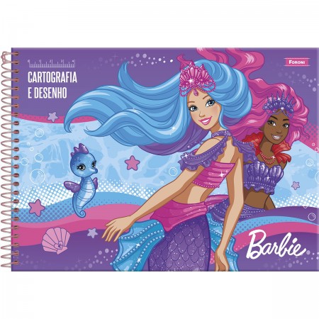 Caderno Cartografia Capa Dura Plus Barbie Dreamtopia 80 Folhas - Milimetrado