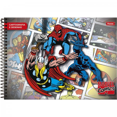 Caderno Cartografia Capa Dura Marvel Comics 80 Folhas