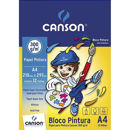 Bloco Pintura A4 300g/m2 com 12 folhas Canson