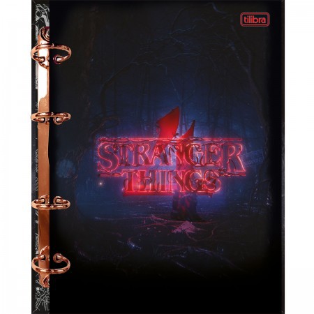 CADERNO ARGOLADO CARTONADO COLEGIAL STRANGER THINGS 160 FOLHAS