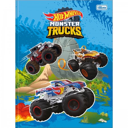 CADERNO BROCHURA CAPA DURA UNIVERSITÁRIO HOT WHEELS MONSTER TRUCKS 80 FOLHAS