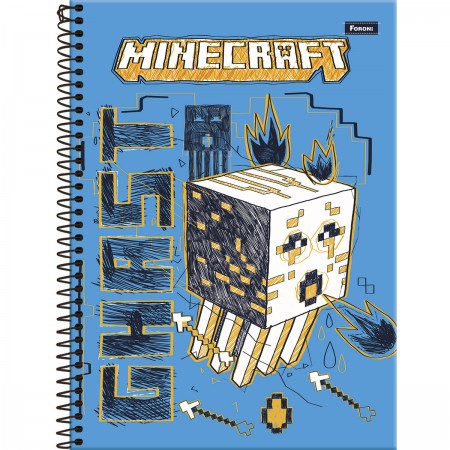 CADERNO ESPIRAL CAPA DURA UNIVERSITÁRIO 1 MATÉRIA MINECRAFT 80 FOLHAS