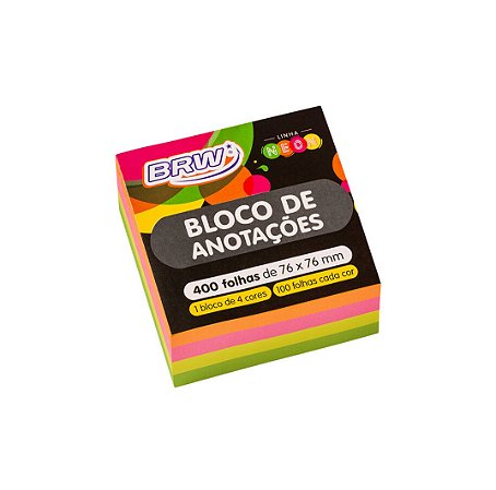 Bloco smart notes 76x76mm- cubo neon - 400fls - 1bloco