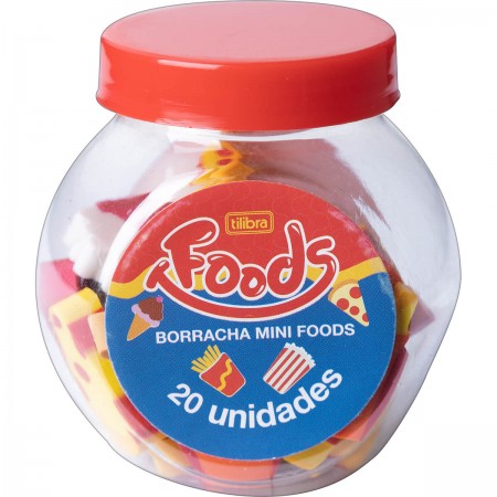 BORRACHA MINI FOODS - POTE COM 20 UNIDADES