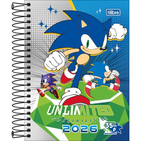 Agenda Espiral Diária 11,7 x 16,4 cm Sonic 2026