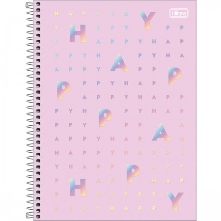 CADERNO ESPIRAL CAPA DURA UNIVERSITÁRIO 16 MATÉRIAS HAPPY 256 FOLHAS