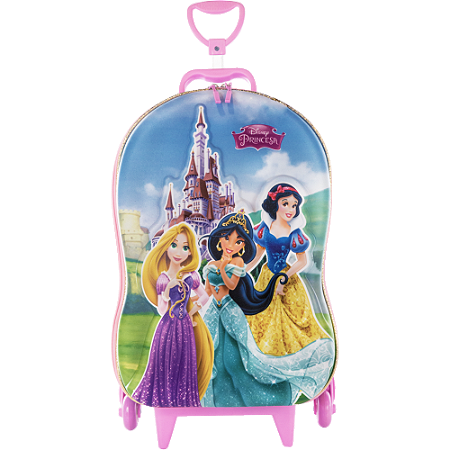 Mala Infantil Disney Princesas Castelo Maxtoy Diplomata com Rodinha Tripla