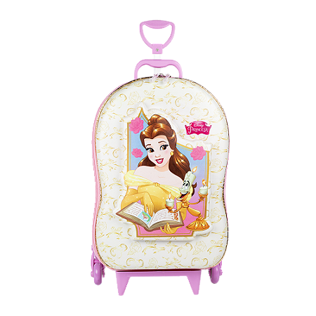 Mala Infantil Disney Princesas Bela Rosa Maxtoy Diplomata com Rodinha Tripla