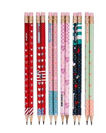 LÁPIS PRETO HB N°2 LOVE COM BORRACHA MOLIN - UNIDADE