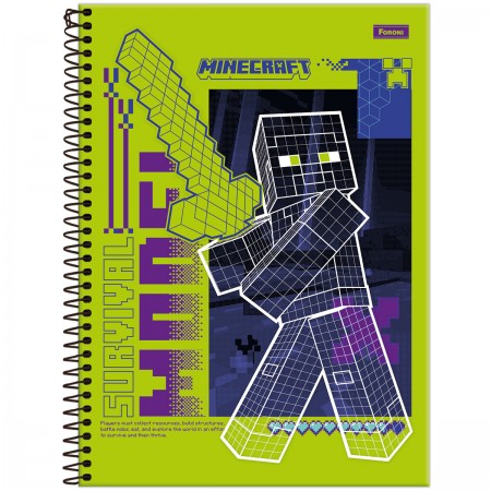 Caderno Universitário  Minecraft Capa Dura 15 Materias