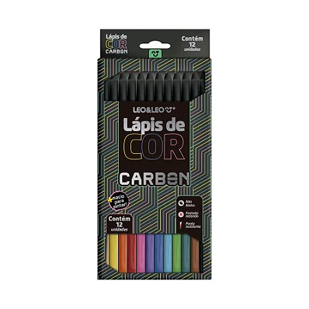Lápis De Cor Carbon 12 Cores Redondo Leo&Leo