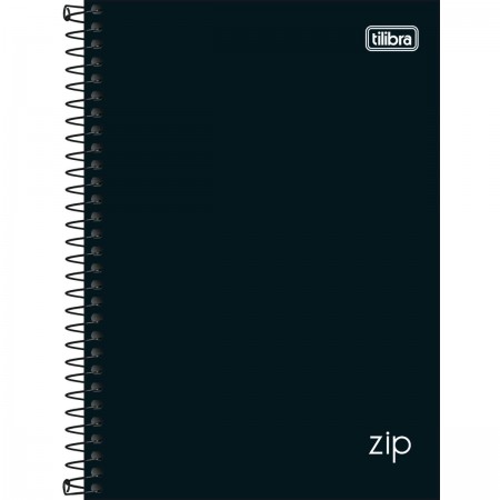 CADERNO ESPIRAL CAPA DURA 1/4 ZIP PRETO 160 FOLHAS