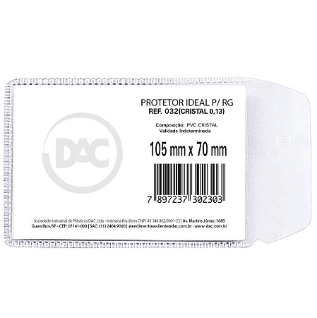 Protetor de Documento Multiuso com aba 105mm x 70mm
