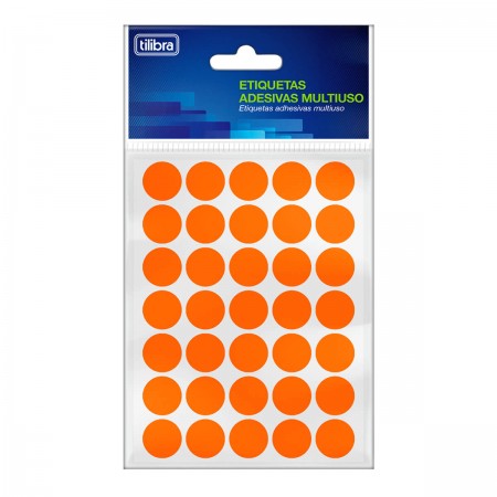 Etiqueta Multiuso Adesiva 19mm Laranja Fluor 6 folhas 210 Unidades