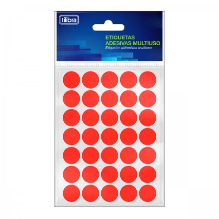Etiqueta Multiuso Adesiva 19mm Vermelho Fluor 6 folhas 210 Unidades
