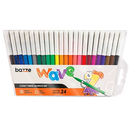 Hidrocor Ponta Fina Wave 24 Cores Bazze